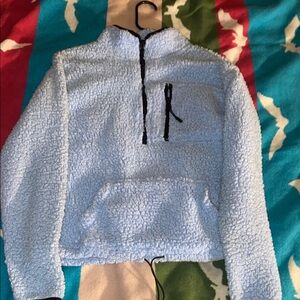 No Boundaries Blue Sherpa Jacket with Quarter-Zip